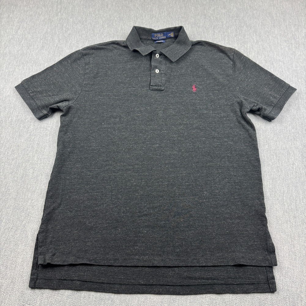 Polo Ralph Lauren Shirt Mens Large Gray Short Sleeve Pony Classic Fit Casual